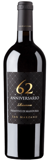 San Marzano Primitivo di Manduria DOP Anniversario 62 Riserva | Italië | gemaakt van de druif Primitivo